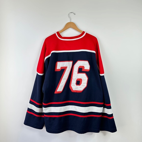 Steve & Barrys Athletic Dept USA Hockey Jersey Pullover Blue Red Mens XXL - Picture 3 of 8